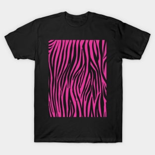 Hot Pink and Black Zebra Print Stripes T-Shirt